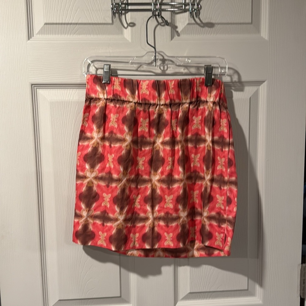 J.Crew Pink Orange Patterned Mini Skirt Size S